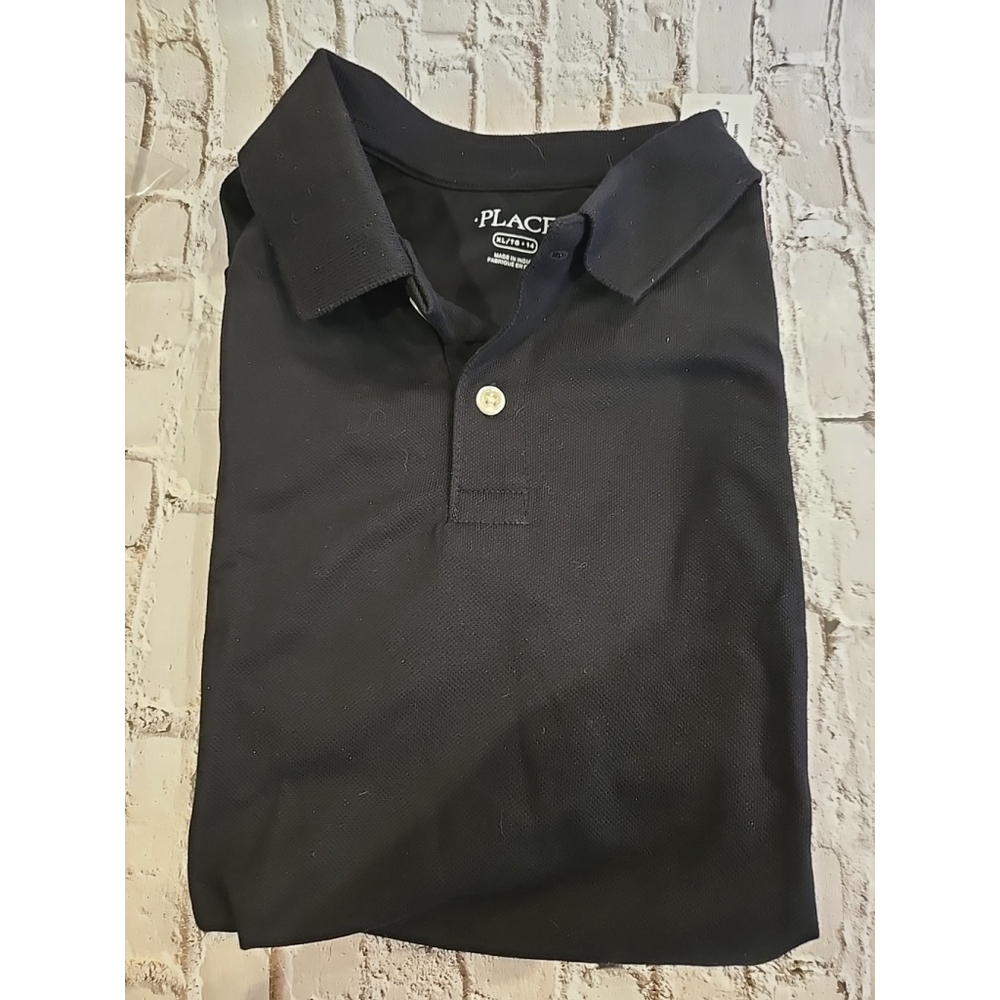 The Children’s Place, Boys Shirt, Uniform Black Polo Collared Slit XL NWT